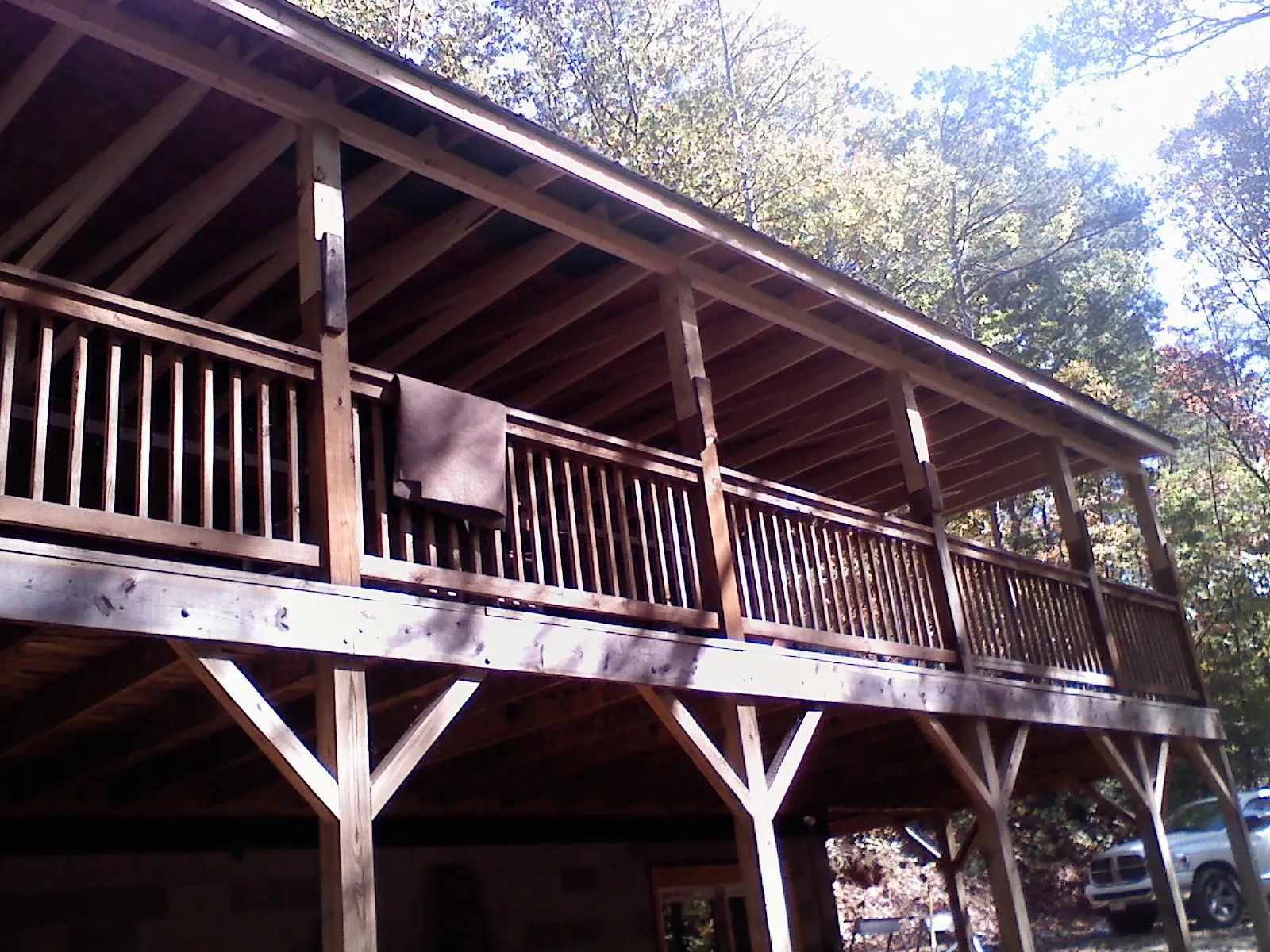Timber framing under a new elevated porch and deck — Roof Leak Repair in Hudgins by Roofing Brothers